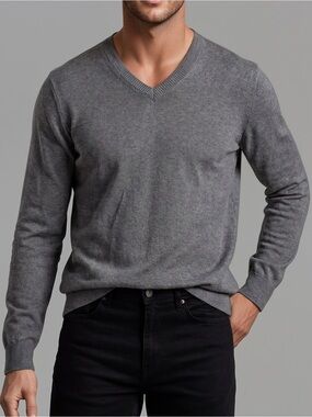 Banana Republic Gray V Neck Cotton Cashmere Sweater Men’s XL Pullover
